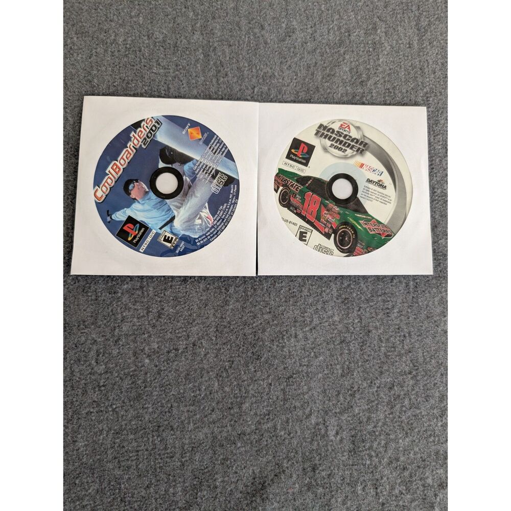 PS1 Game Disc Lot Cool Boarders 2001 NASCAR Thunder 2002 Loose Bundle Tested
